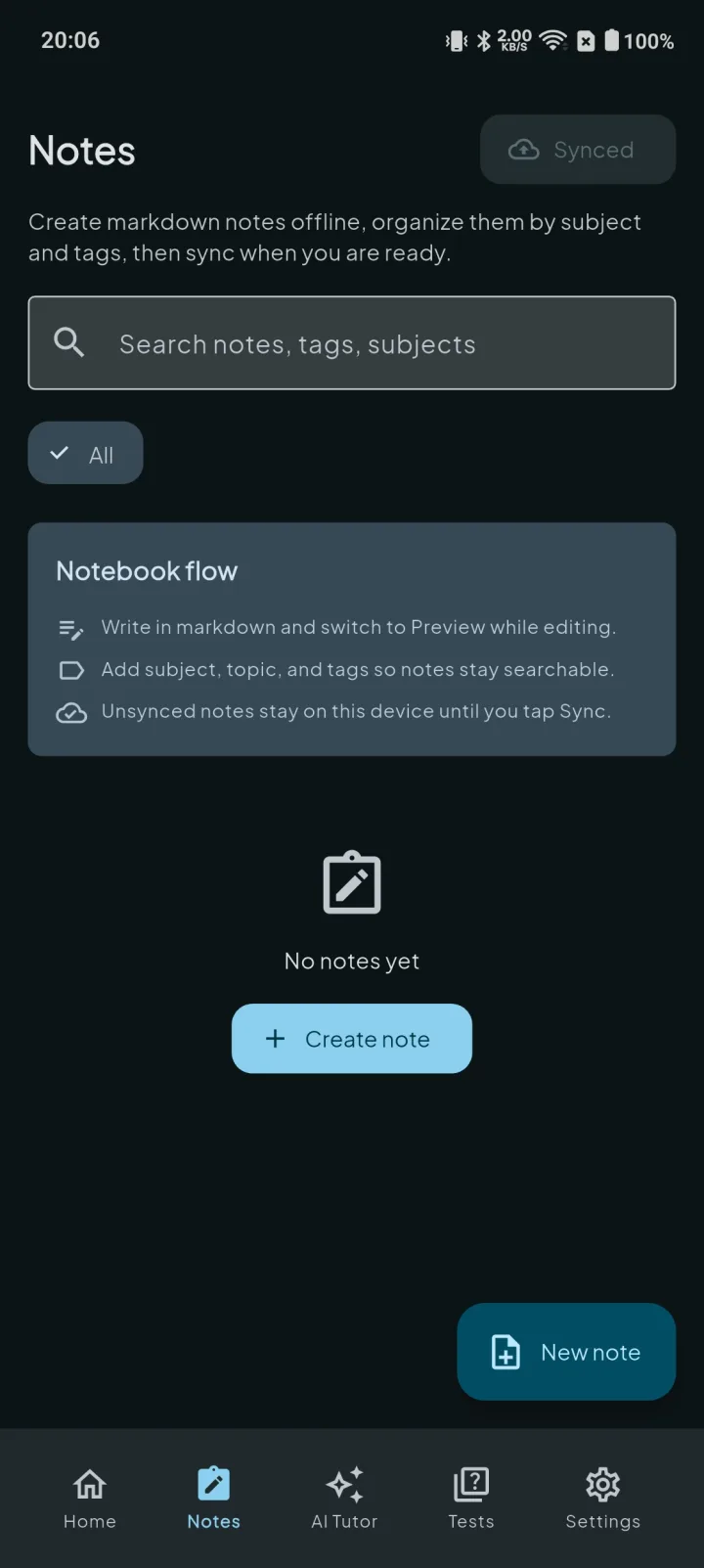 Practice screen in the Vruha app